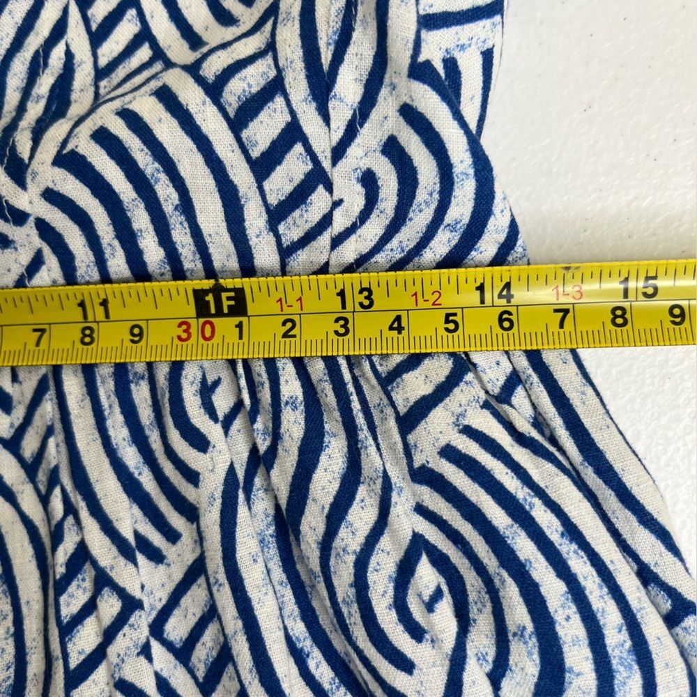 H&M Linen Blend Blue White Spaghetti Strap Midi Sundress Smocked Women Small - Picture 12 of 15